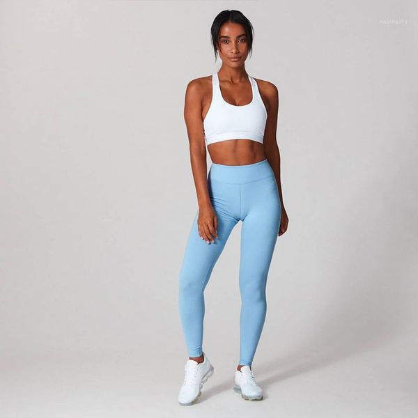 

yoga outfits set women solid workout clothes sprots push up bra high waist pants leggings tummy control gym sets 2 pieces1, White;red