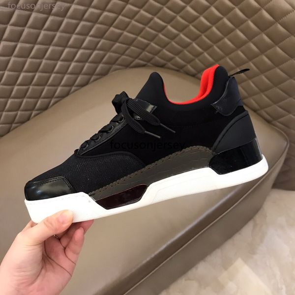 

mens designer shoes red bottoms skate studded spike lusso fondo man daily flats velours suede casual sneakers luxury tennis scarpe 38-45, Black