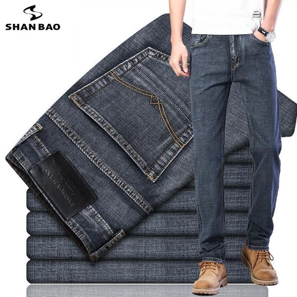 

2021 spring and summer new high-quality cotton stretch slim straight men's thin denim jeans classic brand lightweight jeans, Blue