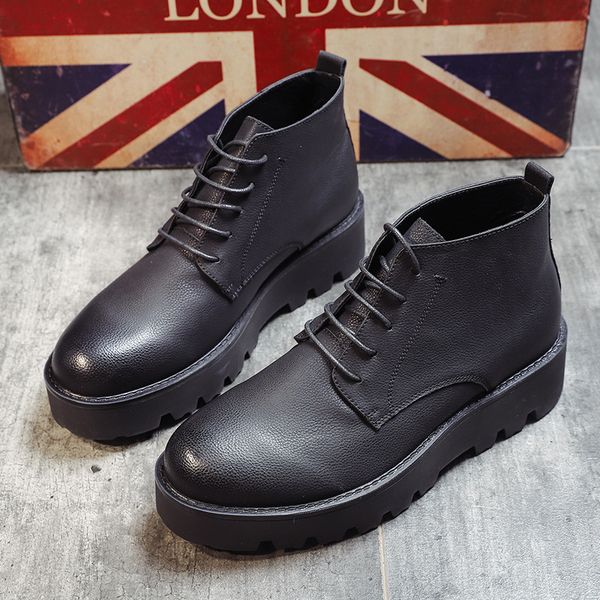 

fashions feast men's dressed in black platform genuine leather spring shoes zapatos hombre chaussures rgr0