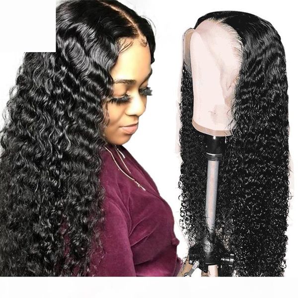 

allove deep wave wig lace front human hair wigs for women pre plucked brazilian lace part wig middle part human hair wigs, Black;brown