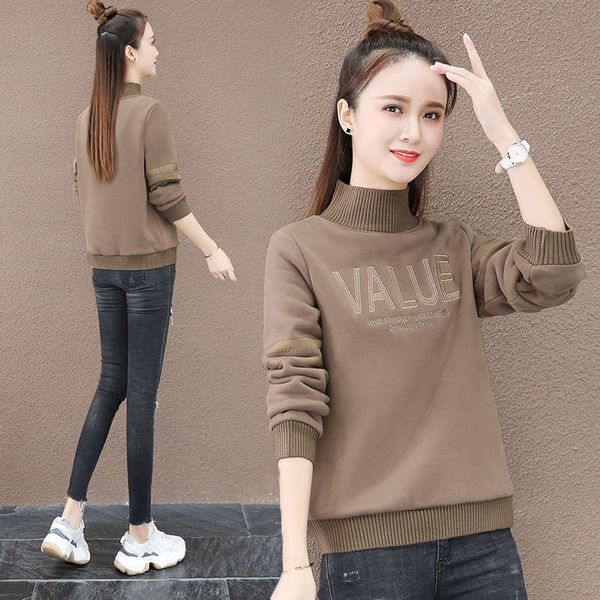 

plush thick pullover sweater women's long sleeve autumn / winter 2020 new korean loose and versatile foreign style jacket, Black