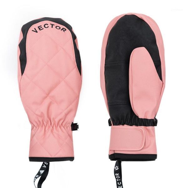 

extra thick women 2-in-1 mittens ski gloves snowboard men snow winter sport warm waterproof windproof skiing faux leather plam1