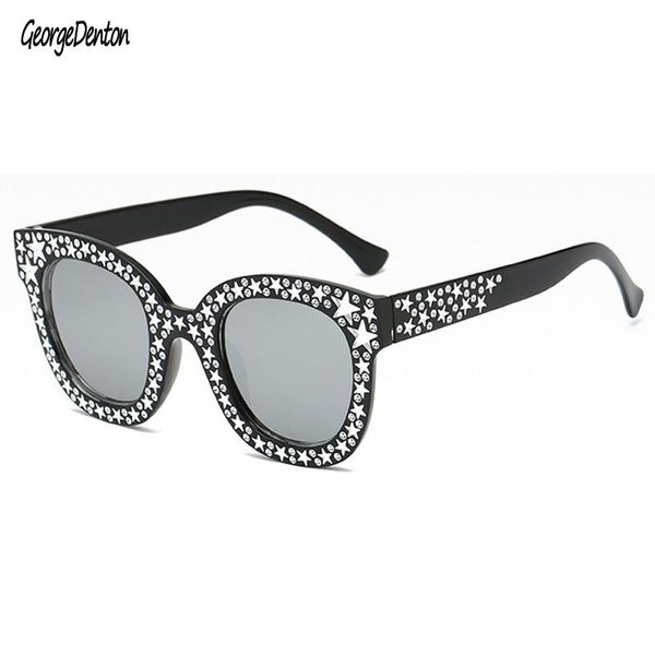 

sunglasses oversize cat eyes rhinestone designer sun glasses women square shades fashion retro eyewear, White;black
