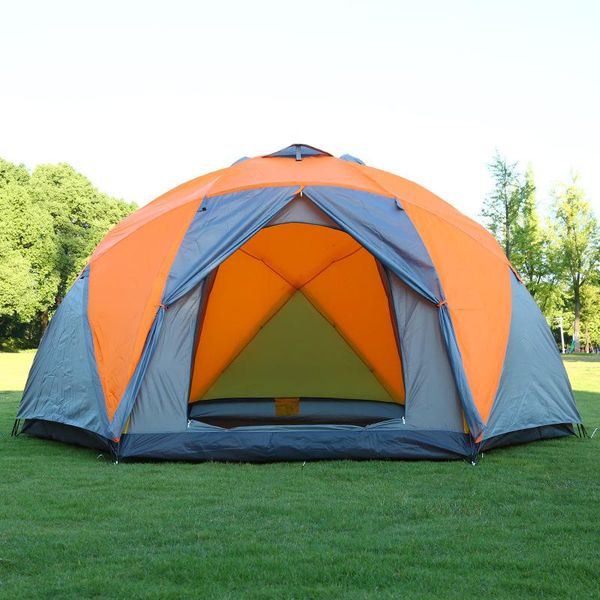

large double-layer 3-door 6-corner tent can accommodate 10 people manual tent outdoor beach mountain climbing family