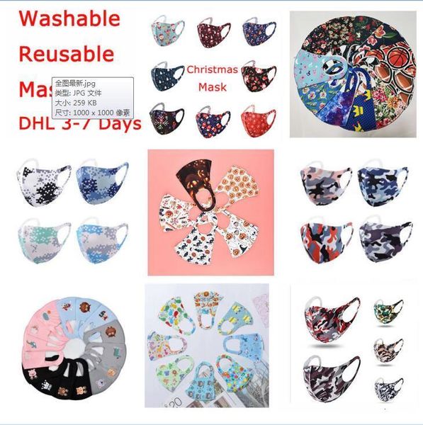 

223cchrismas 3d design face for kids cover mouth halloween silk mask anti-bacterial washable reusable masks individualoutlet5fwh