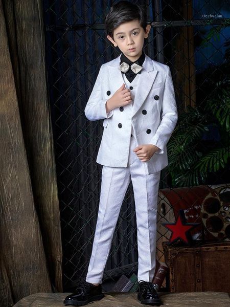 

suits yuanlu 2021 boys for wedding party piano kids baby tuxedo blazer dress children clothes white flower formal1, Black