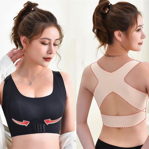 

finetoo semaless bra front closure push up bra women soft padded bras -2xl plus size female brassiere ladies lingerie 20201, Red;black