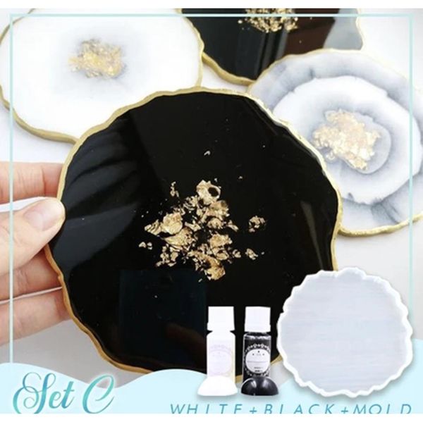 

sile fluss resin clear flus hoaster crystal coaster form craft аксессуар 10 мл золотые края домашний декор gemstone coaster d2 jllpr