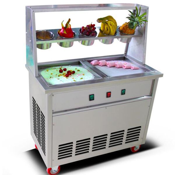 Estilo de refrigeração rápida de Tailândia 304 máquina de sorvete frito duro de aço inoxidável com 35cm quadrado pan fritado máquina de gelo frito