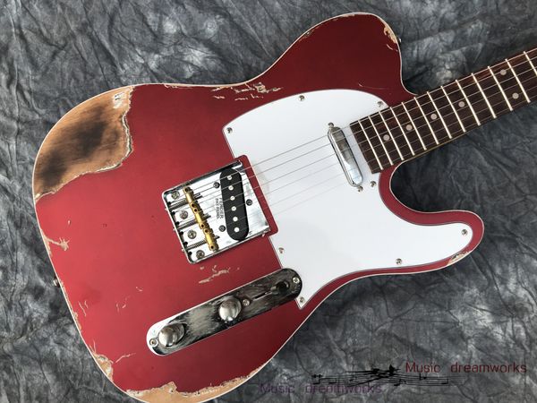 

new style electric guitar, handmade heavy relic guitar.alder wood body flamed maple neck