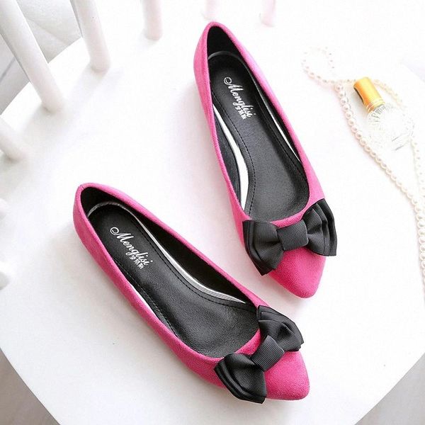 

sweet bow loafers lazy boat shoes suede leather women flat shoe slip on pointed toe lightweight breathable shoes large sizes new #l86v