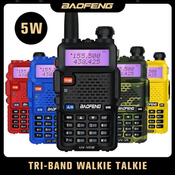 

walkie talkie tri-band baofeng uv-5r iii vhf uhf 220-260mhz transceiver portable 5w two way ham radio uv5r uv 5r update version