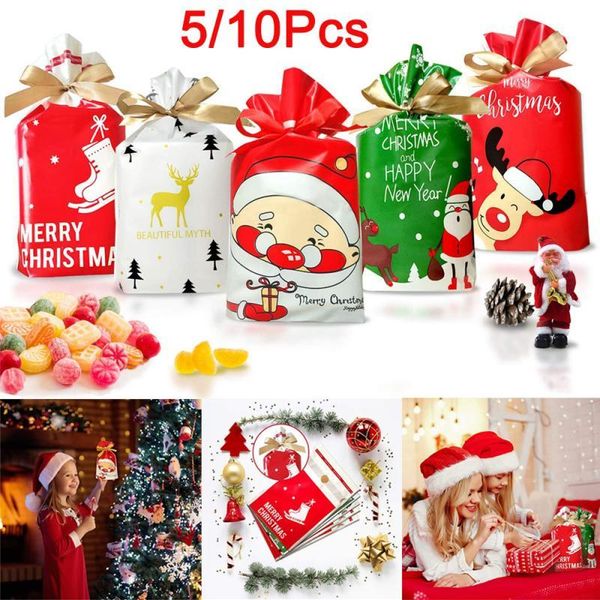 

christmas decorations 5/10pcs merry gift bags santa claus elk xmas tree candy for home navidad party