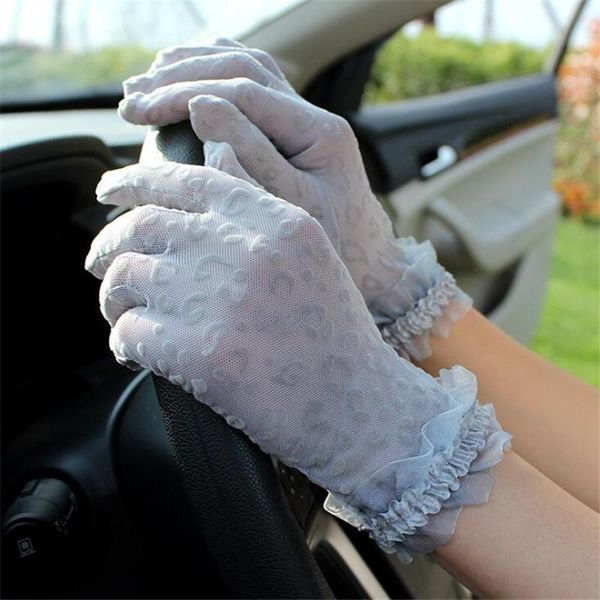 

women sun protection glove summer/autumn lady uv sunscreen driving golves fashion beautiful women' dancing party lace gloves, Blue;gray