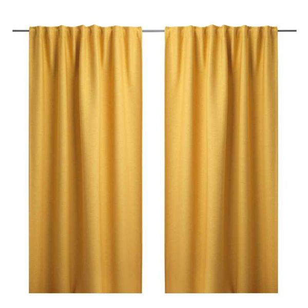 

curtain & drapes size 145cm width 250cm height yellow linen cotton 100% all light shad sound insulation curtain, bedroom