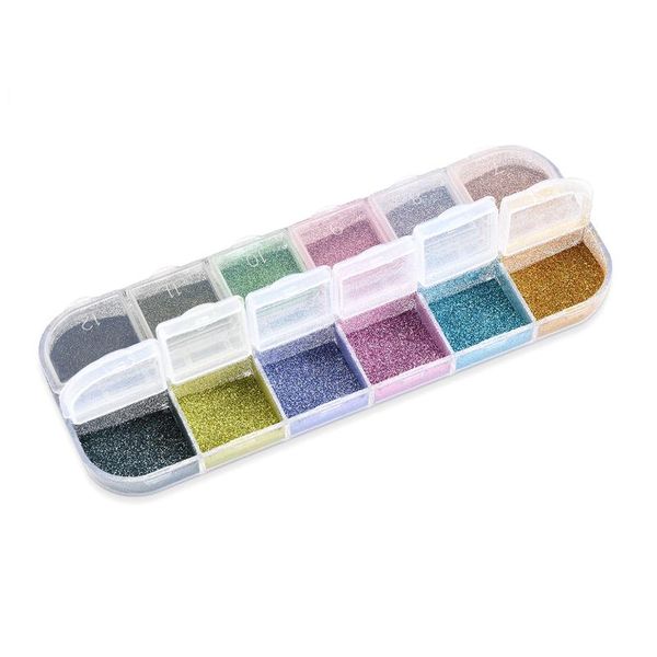 

12 colors holographic laser nail glitter silver blue dust diy charm pigment chrome nail art powder decoration flakes accessories, Silver;gold