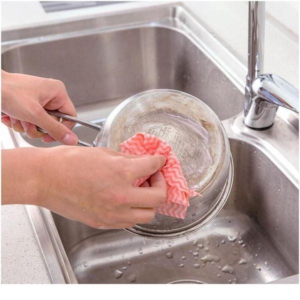 

80pcs/bag non-woven fabric kitchen disposable cleaning cloth multi-purpose removable dish cloth scouring pad kitchen cle sqcwcl