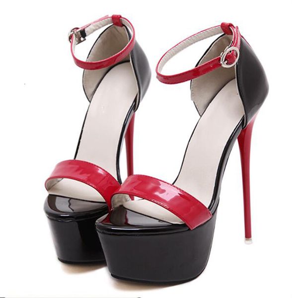 

2021 new summer four inches high heels open-toed dress shoes disco party stilettos more size 34-46. u657, Black