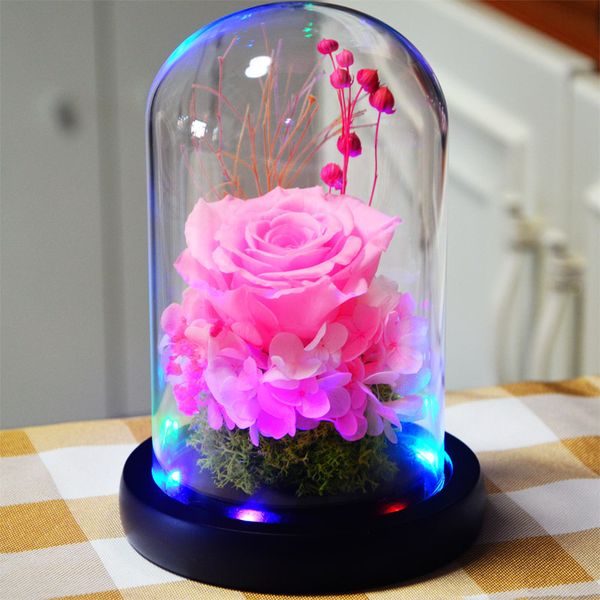 

glow rose eternal flower rose in wedding decoration flowers in glass cover for valentine's day christmas birthday gift