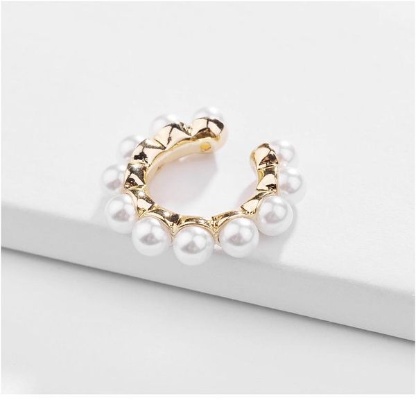 

huanzhi 2020 new geometric small round metal ear clip c shape pearl ear cuff no piercings required earrings for women pa jllpek, Silver