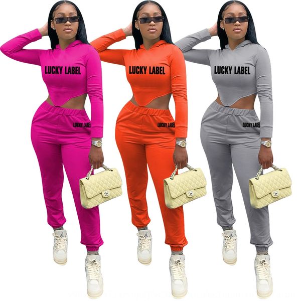 

tnm9r d8228 women's solid women's solid two piece set hooded letter casual two piece set, Black;white