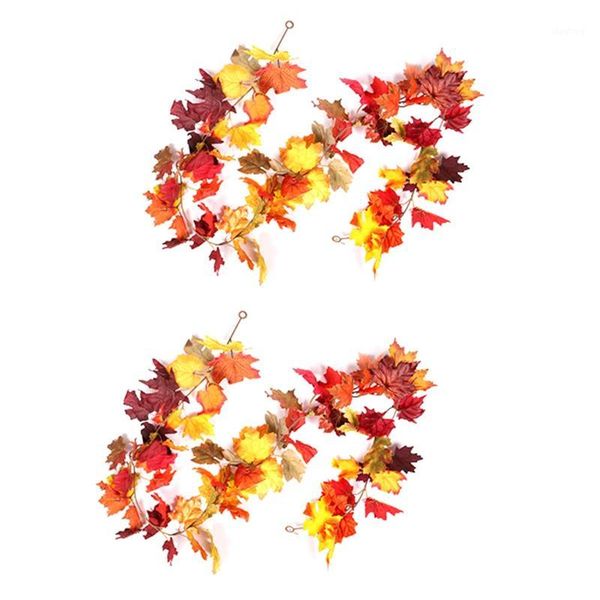 

2 pcs autumn garland fall hanging plant for home garden wall doorway backdrop fireplace decoration1