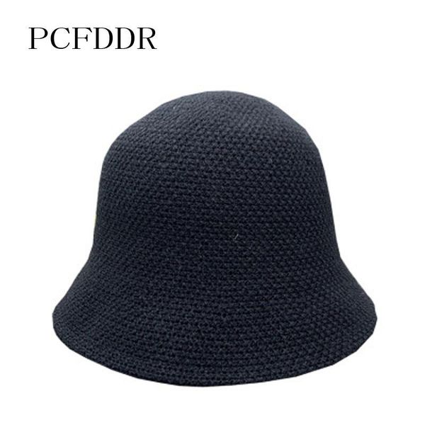 

wide brim hats pcfddr wool knitted fisherman's hat women's solid color dome basin autumn winter warm korean lovers hat., Blue;gray