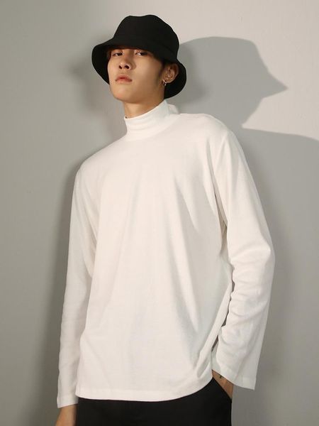 

2021 new half a turtleneck simple fashion popular male youth loose spring, White;black
