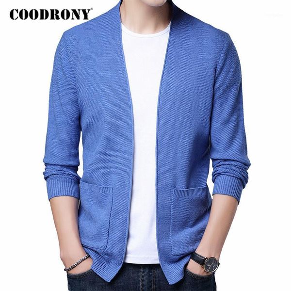 

coodrony brand cardigan men clothing 2020 autumn winter streetwear fashion sweater men thick warm sweatercoat with pocket c11591, White;black