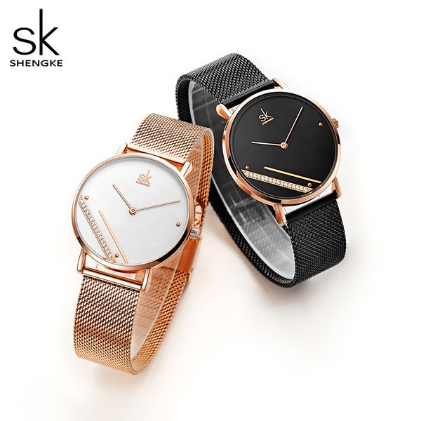 

shengke montre femme new luxury ladies watch fashion simple watches womes crystal dial quartz watch women clock relogio feminino, Slivery;brown
