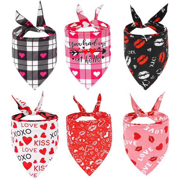 

dog saliva towel fashion letter lip print pattern valentine's day pet scarf polyester double-sided printing pet triangle scarf new whol