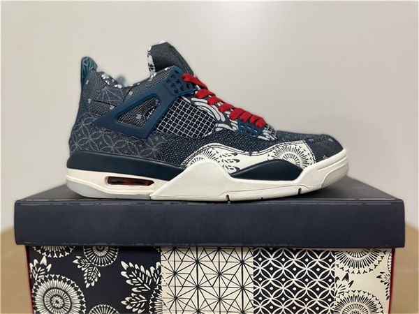 

2020 released authentic 4 se sashiko japan deep ocean sail cement grey fire red man outdoor shoes sports sneakers with box