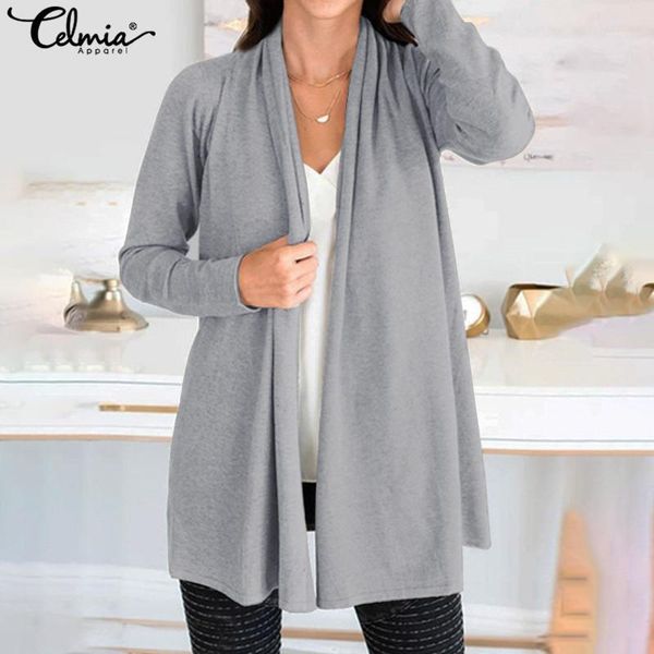 

2020 winter celmia women warm kimono cardigan long sleeve solid knitted casual loose coats jackets overcoats pull femme 5xl1, Black;brown