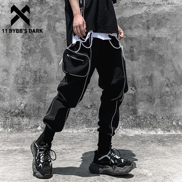 

11 bybb's dark 2020 cargo pant man streetwear zipper pocket harajuku joggers men trousers hip hop function pants fleece techwear, Black