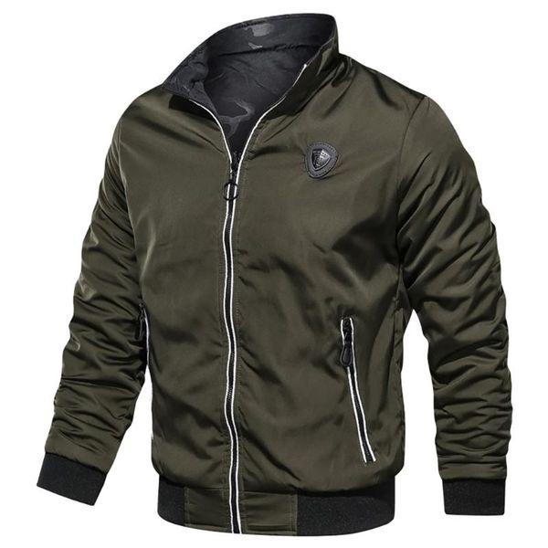 

jaycosin autumn and winter casual solid color double-sided penetrating gas men's jacket stand collar comfortable jacket 2020, Black;brown