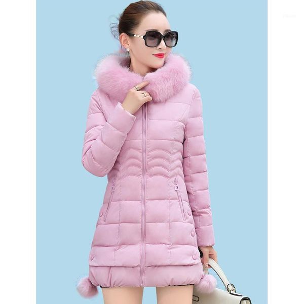 

cotton coat women's long section winter cotton coat thickened large size slim slimming female korean l261, Black