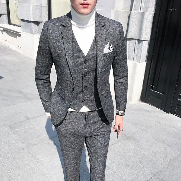 

men's single single one button set four seasons men's three-piece slim suit wedding dress (jacket+pant+vest)1, White;black