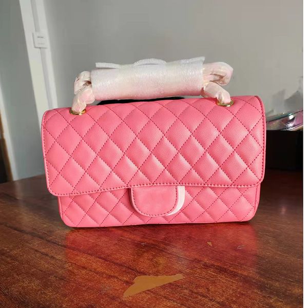 

womens designer classic caviar calfskin peach bags real genuine leather womens double flap purse fashion trends ladies girls colection luxur