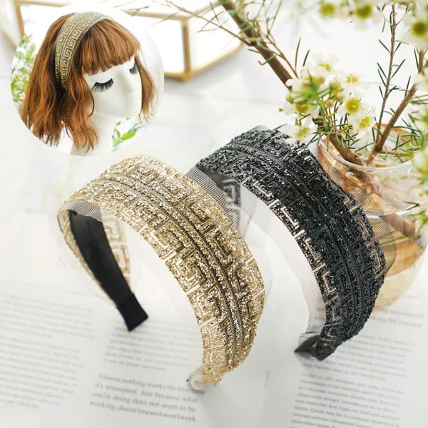 

hair accessories korea totem light gold sequin hairbands diamond bows flower crown headbands for women hairband