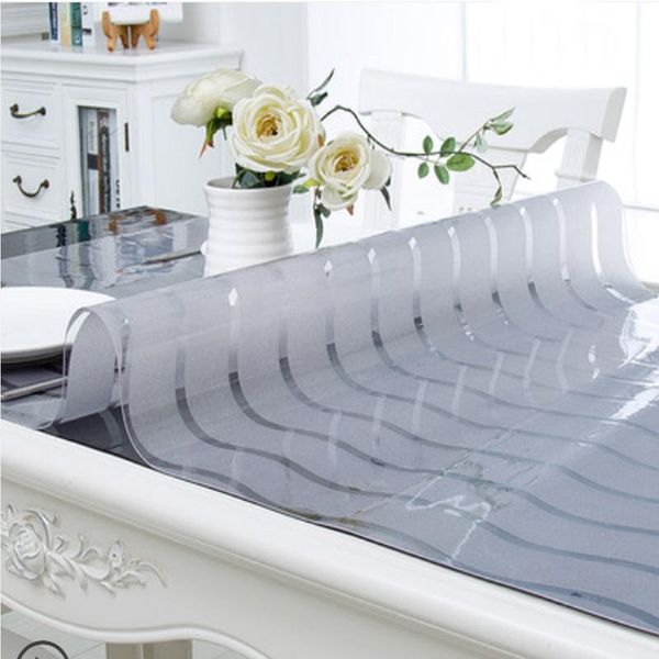 

hazy pvc rectangle stripe tablecloth waterproof oil proof coffee table mat protector desk pad dining table cover for kitchen wmtndu