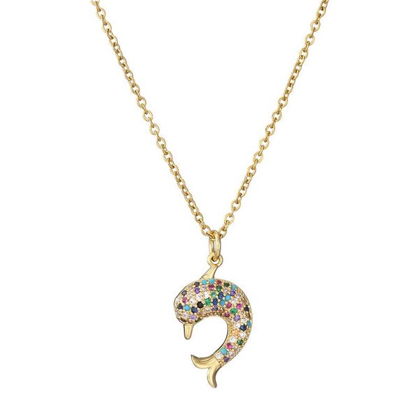 

pendant necklaces fashion gold/silver color cute dolphin necklace for women girl unique design cz jewelry