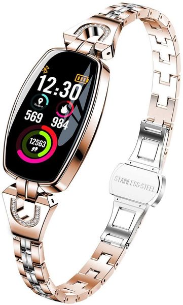 

smart watch, fitness tracker with blood pressure / heart rate / sleep monitor for women (h8 gold)