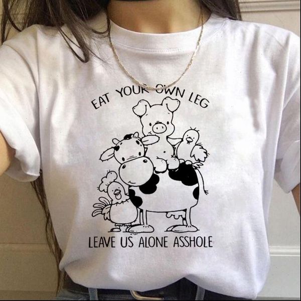 

hip hop vegan t shirt women kawaii cartoon graphic tshirts fun streetwear harajuku grunge animal female shirts tees, White