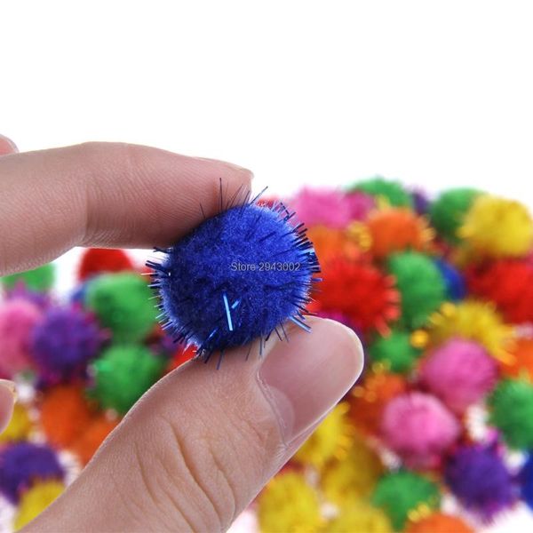 Giocattoli per gatti 100 pezzi / lotto Mini palline colorate scintillanti glitterate Tinsel Ball Piccola palla Pom per Toys1298B