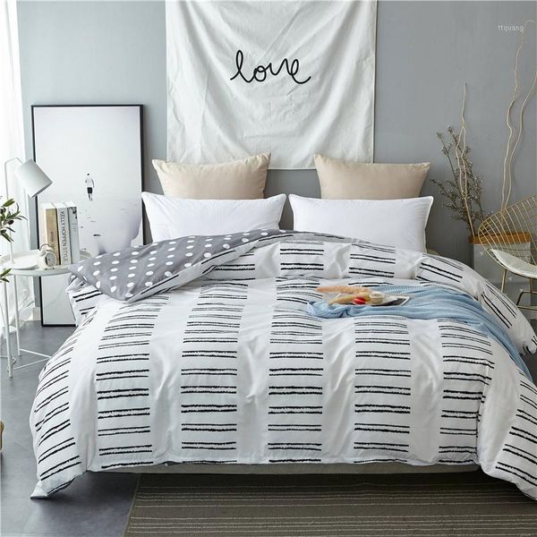 

classic double stripe design, white printing, simple duvet cover, duvet cover, bedding, single large double bed home textile1