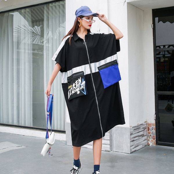 

feminine plus size female thin coat 2020 summer new mid-long fat mm wild short sleeve cardigan, Black;gray