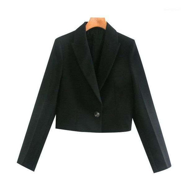 

women's suits & blazers zcsmll women 2021 fashion office wear solid cropped blazer coat vintage notched collar long sleeve female outer, White;black