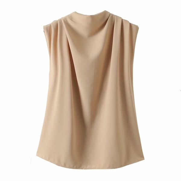 

2021 new women solid color sleeveless shirt with back zip female fashion retro simplicity chic 18io, White
