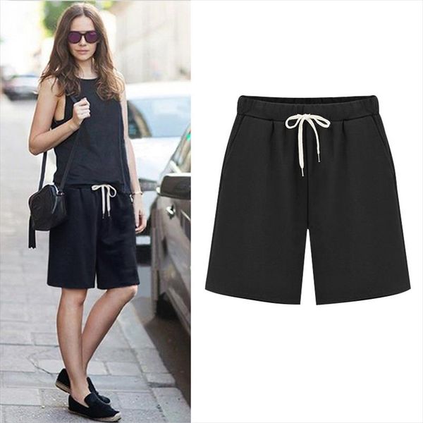 

2021 summer women short pants loose cotton pants large size 6xl women casual ladies shorts, White;black